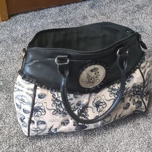 Vintage Banned Goth Large Purse Bag Moon Witch Octopus Girl Kracken Sailor Black